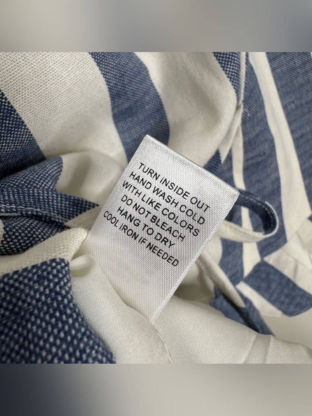The Workshop Linen Rayon Blue White Striped Vest Top Shorts 2-piece Set Large - Picture 9 of 12